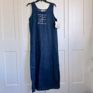 NWT Vintage Koret City Blues Indigo Denim Maxi Dress